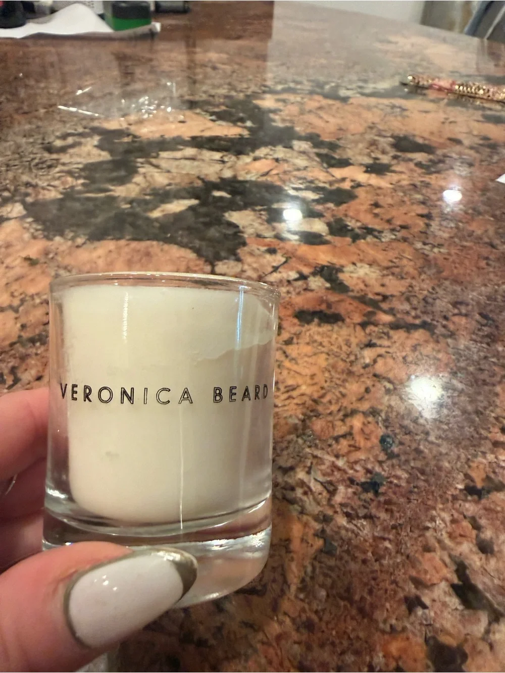 Veronica Beard White Candle in Clear Glass Vessel